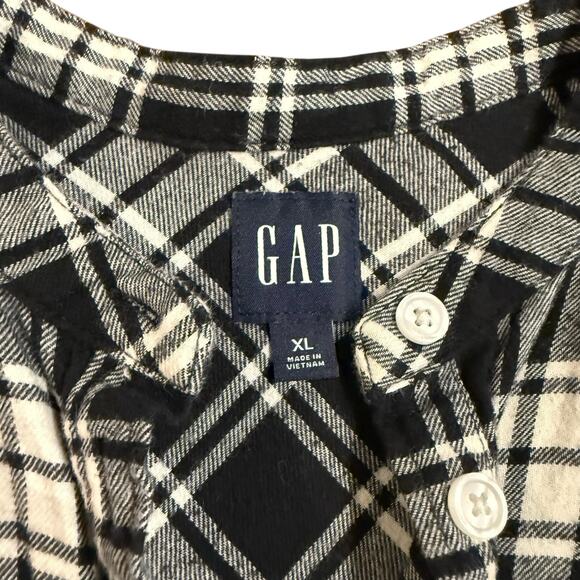 Gap Women’s black and white flannel plaid baby doll dress, Size XL - Picture 6 of 8